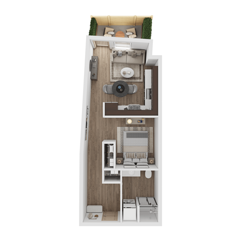 Floor plan for 1 bed, 1 bath